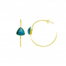 Turquoise Trillion Hoop gemstone earring 